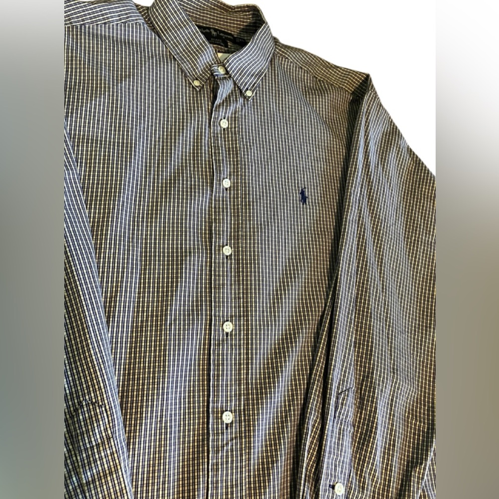 Ralph Lauren Blake Shirt Mens Blue Yellow Checkered Oxford Long Sleeve XL